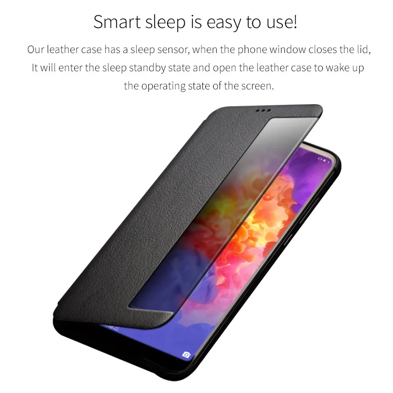 QIALINO Genuine Leather Window Flip Case for Huawei Ascend P20 Smart View Sleep Wake Up Function Phone Cover for Huawei P20 Pro QIALINO Genuine Leather Window Flip Case for Huawei Ascend P20 Smart View Sleep Wake Up Function Phone Cover for Huawei P20 Pro