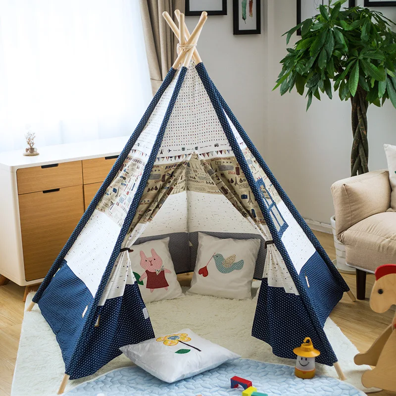 

5-Pole Large Indoor Kids Play Teepee Tent Childrens Wigwam Playhouse Tipi Tent