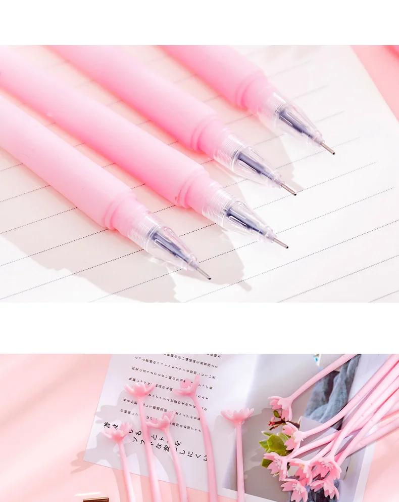 2 шт./лот) вишневым принтом гелевая ручка с милыми цветами, ручка студенческий экзамен письменная ручка