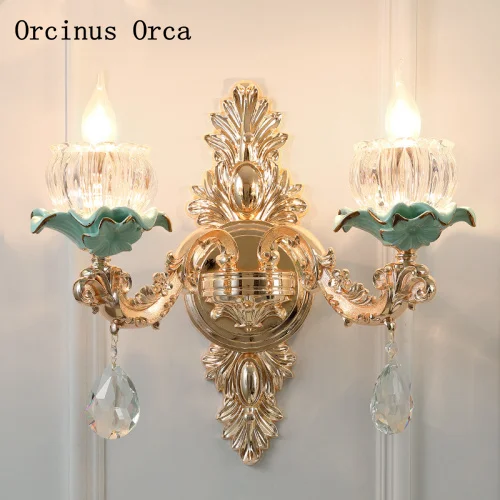Европейский роскошный светодиодный хрустальный настенный светильник гостиная коридор прикроватный лампа французский современный