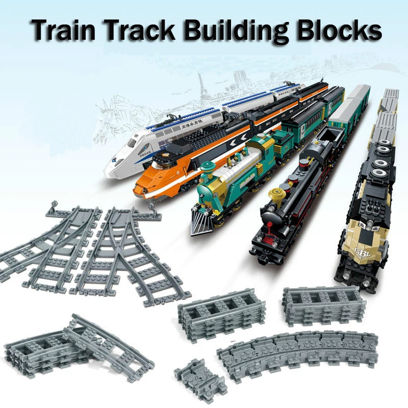 LWKO City Train Railway гибкие рельсы крест прямые изогнутые строительные блоки Legoe части