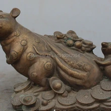 " Китайский Белый Медь Фэншуй Народная Зодиак Год Мыши Деньги Богатство Богатый Статуя