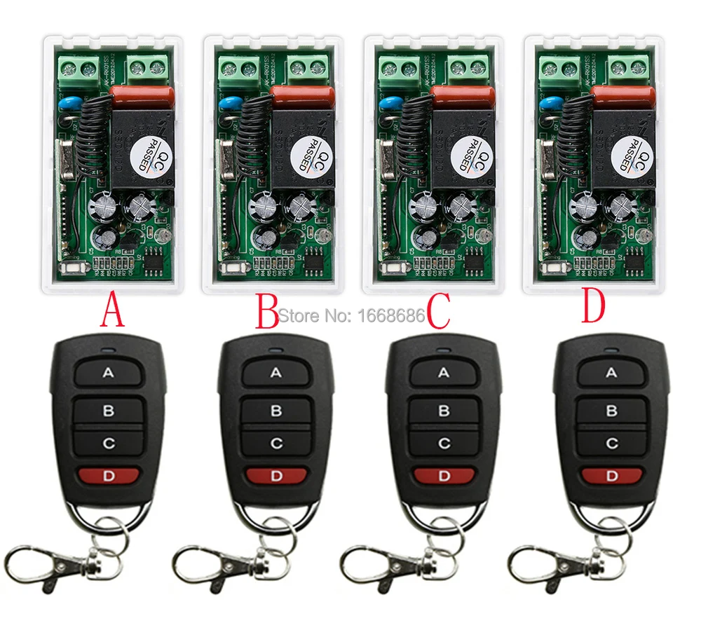 

most simple wiring New AC220V 1CH 10A Wireless Power Switch System 4 Receiver & 3Transmitter Learning Code Toggle Momentary