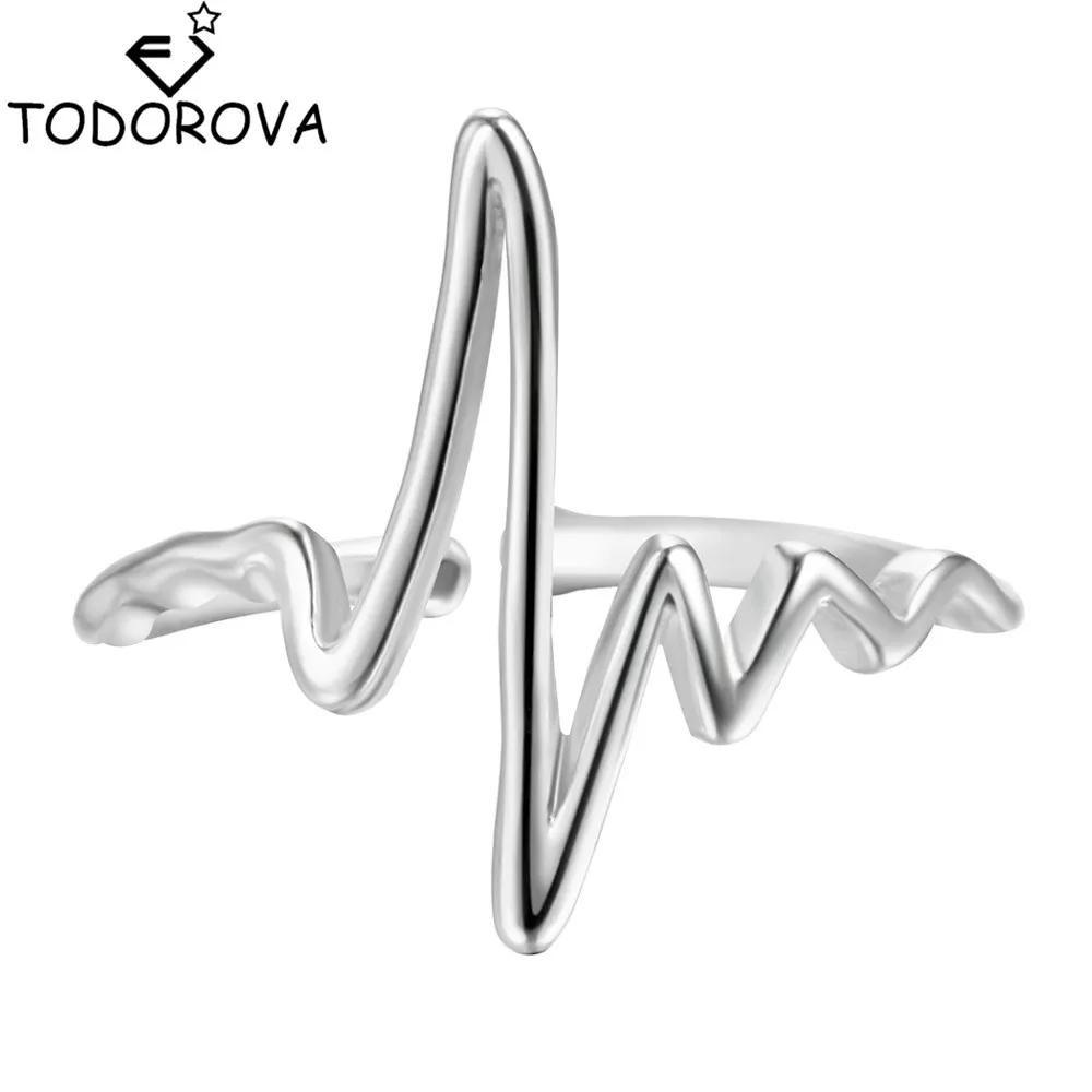 

Todorova Hot Simple Heartbeat Ring for Women Silver Creative Finger Rings Wholesale Female Charm All-match Jewelry Cheap