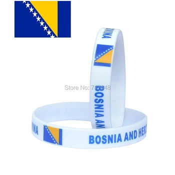 

100pcs flag Bosnia And Herzegovina white wristband silicone bracelets free shipping by FEDEX