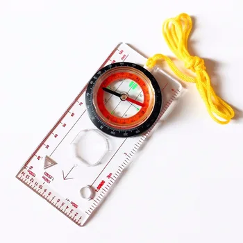 

200pcs high quality Map Scale Compass with neck strap Outdoor Camping Hiking l Compass Ruler Map Scale Compass magnifier tools