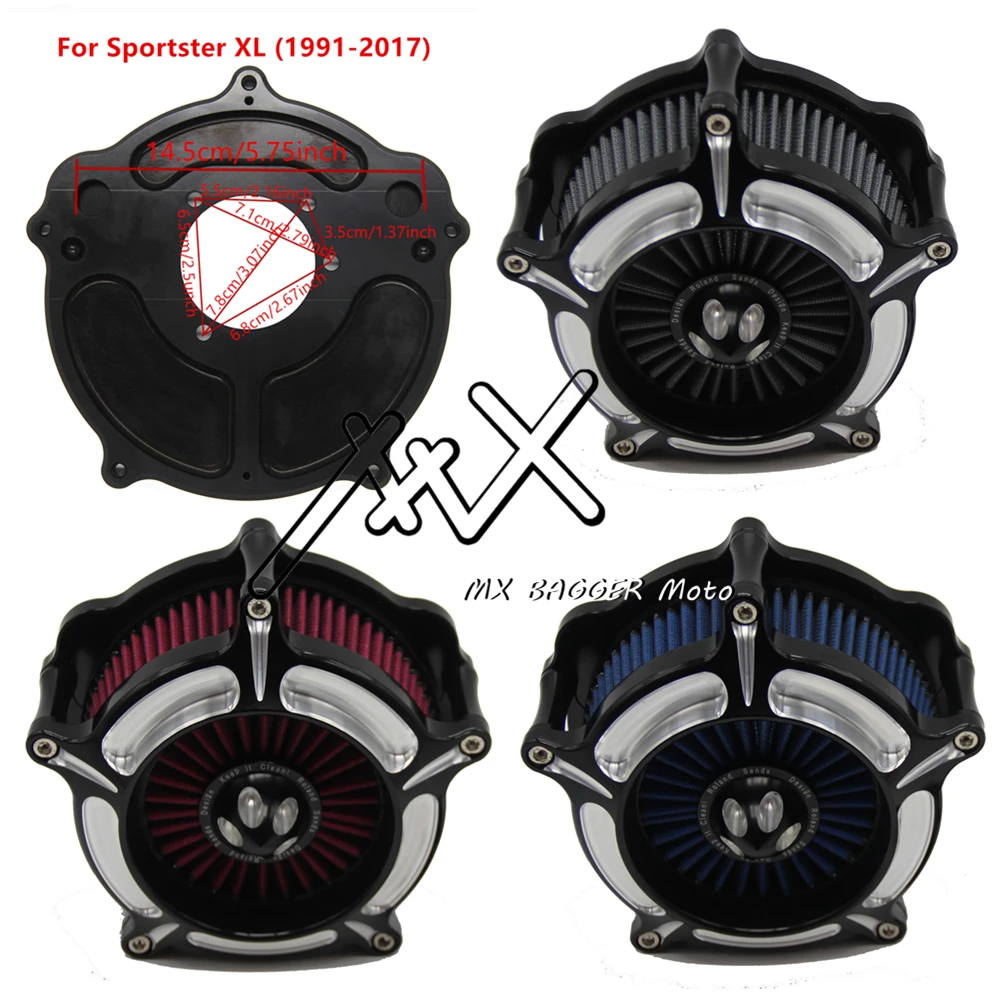 

RSD Motorcycle CNC AluminumTurbine Air Cleaner Intake Filter For Harley Sportster XL 883 1200 48 72 1991-2017