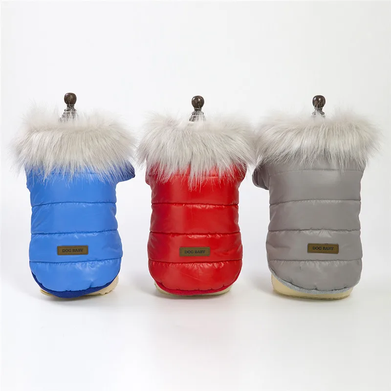 

Warm Dog Clothes Winter Pet Coat Luxurious Fur Collar Jacket Outerwear For Small&Little Dog Yorkshire Terrier Chihuahua Bulldog