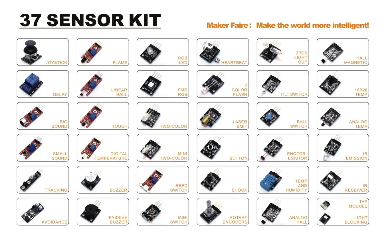 Tanie Zestaw czujników 37 w 1 zestaw czujników s 37 zestaw do arduino wysokiej jakości bezpłatna wysyłka