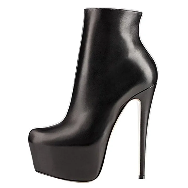 

Hot Selling Super High Woman Fashion Boots Sexy Platform Black Leather Thin Heels Riding Boots 2018 Ankle Boots