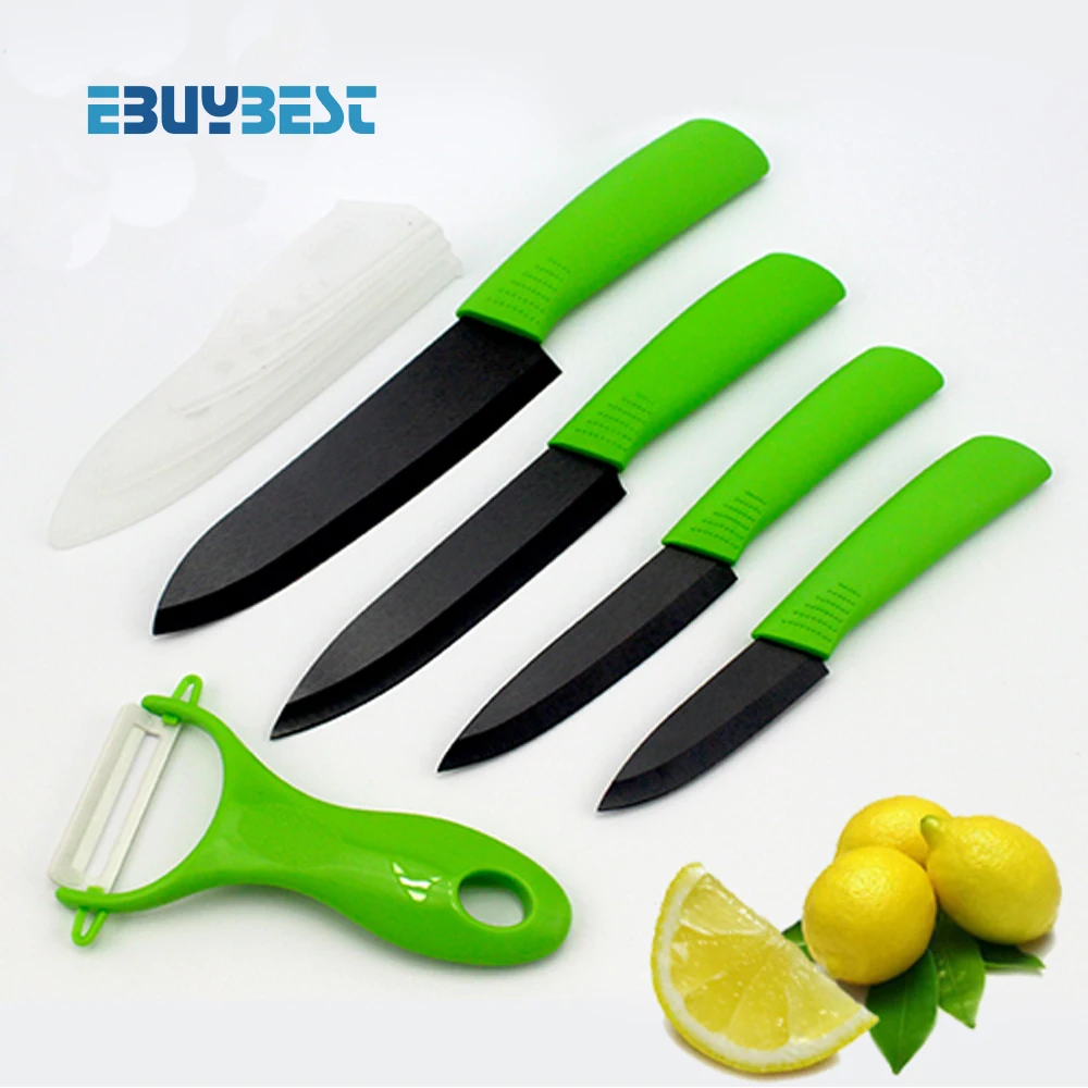 Топ класс керамический нож " 4" " 6" дюймов+ Овощечистка циркония черное лезвие кухонные ножи Набор ножей нож для очистки овощей