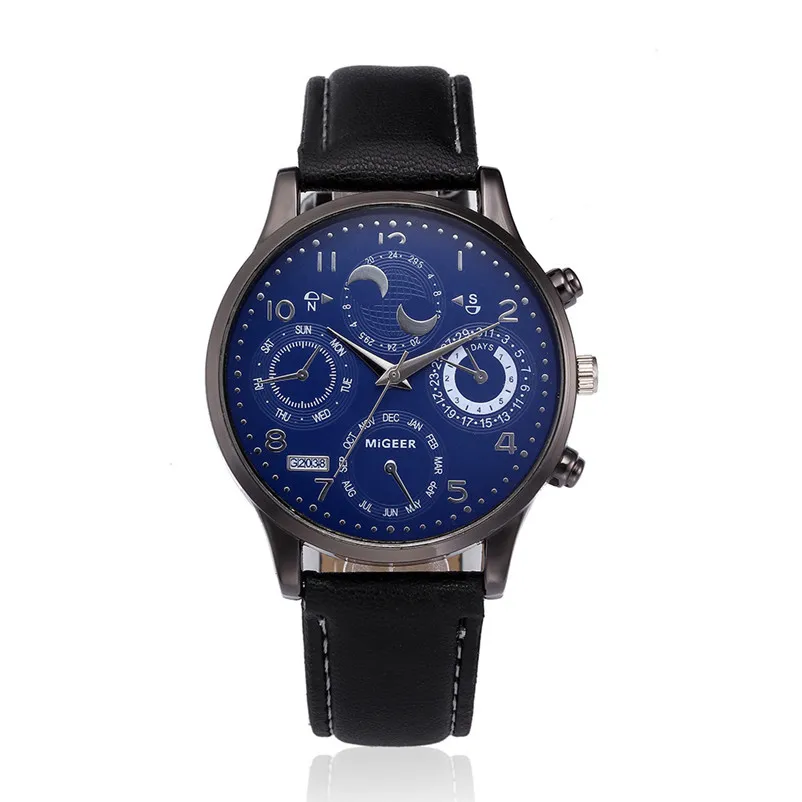 Creative Luxury Fashion  Watch Men Retro Design Leather Band Sport Analog Alloy Quartz Wrist Watch Clock relojes hombre 3M28#N (5)