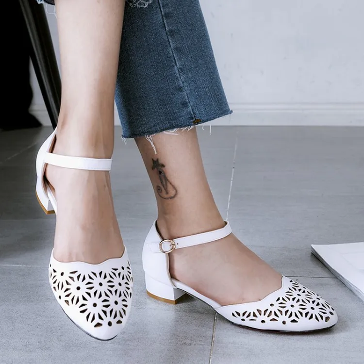

Big Size 11 12 high heels sandals women shoes woman summer ladies Baotou sandals with hollow air-permeable holes