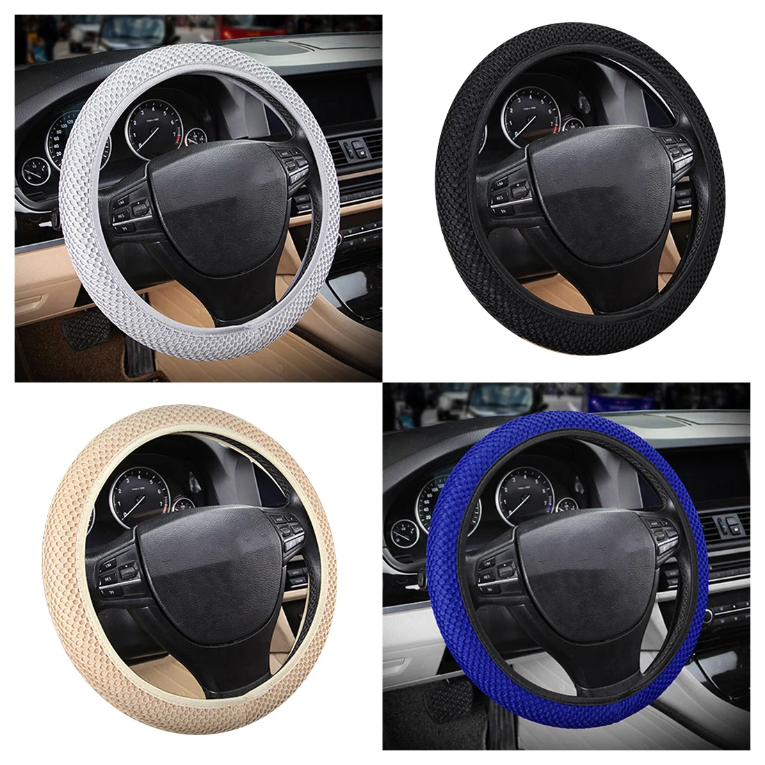 

Dewtreetali Four Seasons Car Steering Wheel Cover Breathable Sandwich Fabric Universal Steering Wheel Protector Car Styling