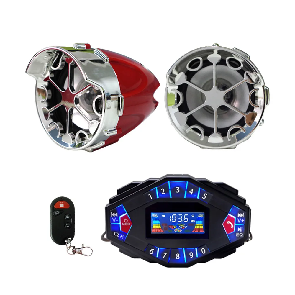 2.1A Multifunctional Motorcycle Blue Tooth Music Audio Speaker With LCD Screen Player Clock Moto Speaker LCD Screen Charger - Цвет: RED