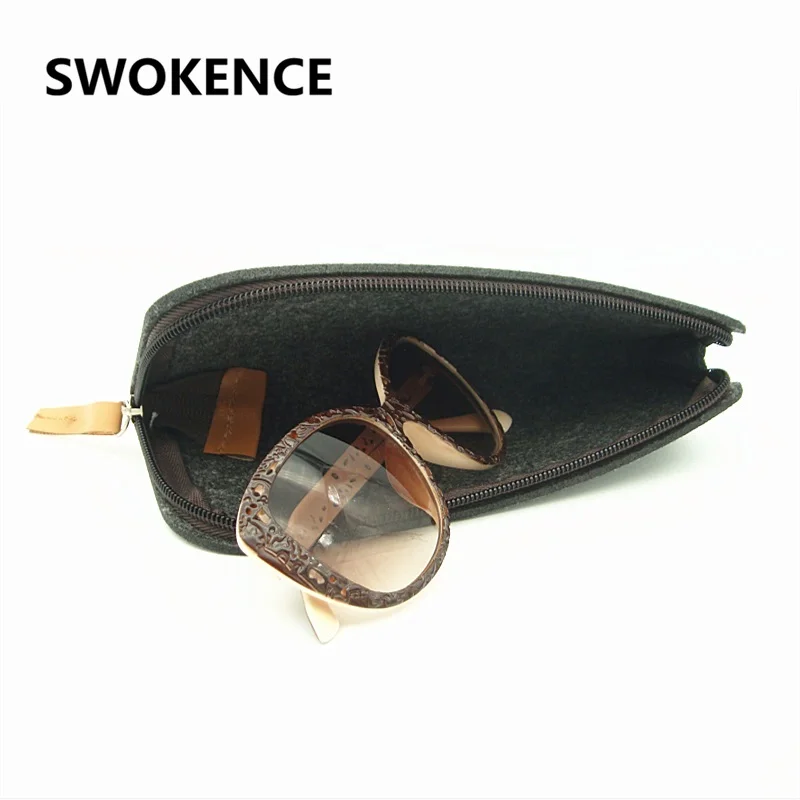 SWOKENCE очки аксессуары высокое качество серый фетр на молнии портативный очки сумка Большой размер солнцезащитные очки Чехол Сумочка G116