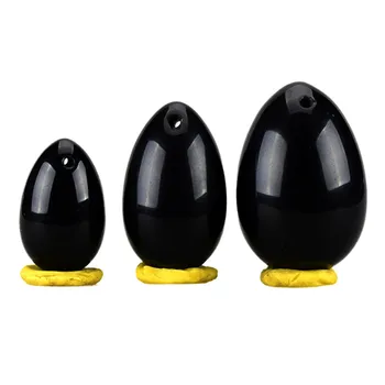 

Drilled Yoni Eggs From Natural Black Obsidian Stone Jade Eggs Ben Wa Ball for Pelvic Floor Vaginal Muscle Bladder Control