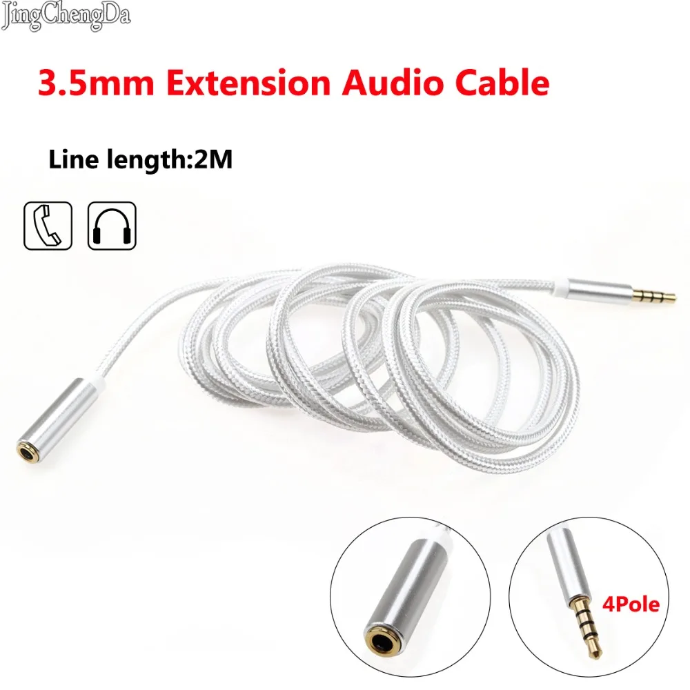 JCD 58pcs/lot 4pole 3.5mm Jack male to 3.5mm Female Aux Extension Cable