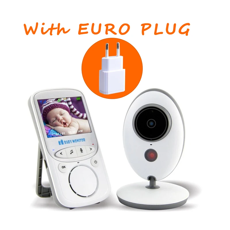 EU Plug Беспроводная видео няня камера Детский Монитор детская камера домофон ночного видения контроль температуры Няня няня детский телефон vb605 - Цвет: EU Plug