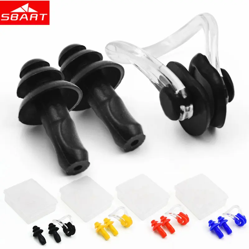 SBART 10X Swimming Nose/Ear Clips Adult Soft Silicone Mushroom Shape Swimming Nose/Ear Clips with Boxes Water Sports Accessories