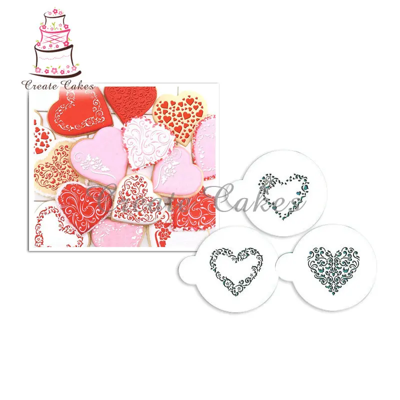 

Swirl Valentine Heart Stencil, Cookie Stencil,Stencil for cake decorating,Free shipping stencil