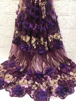 

Embossed with beaded embroidery French tulle African lace fabric L&L-3027 Nigeria lace for wedding evening dress fabric