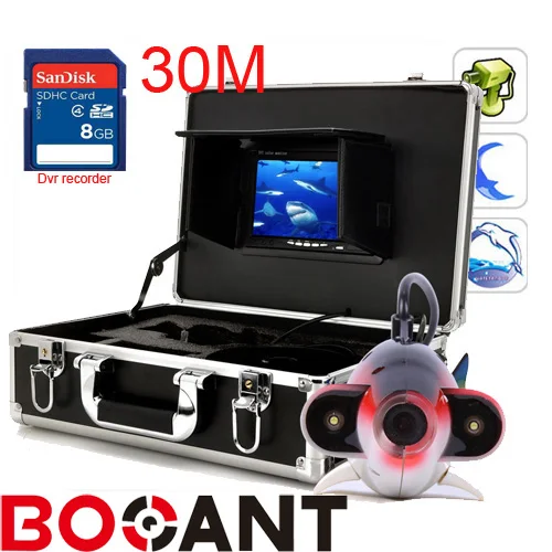 

Original 30m 7" Video Fish Finder 600TVL Underwater Fishing DVR Camera Kit With Video Recording Function White LED