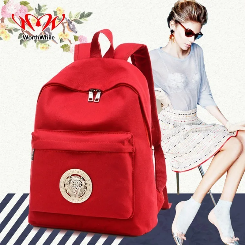 WorthWhile Men Women Backpack Canvas Shoulder School Pack Waterproof