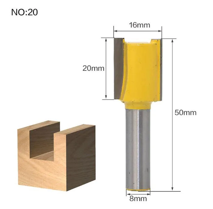 1 шт. 8 мм хвостовик дерево прямой маршрутизатор Концевая фреза триммер Чистка заподлицо отделка угловая круглая бухта коробка биты фрезы Инструменты - Длина режущей кромки: NO 20