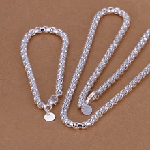 Silver plated refined luxury fashion gorgeous circular grid necklace bracelets two piece hot selling wedding jewelry S058