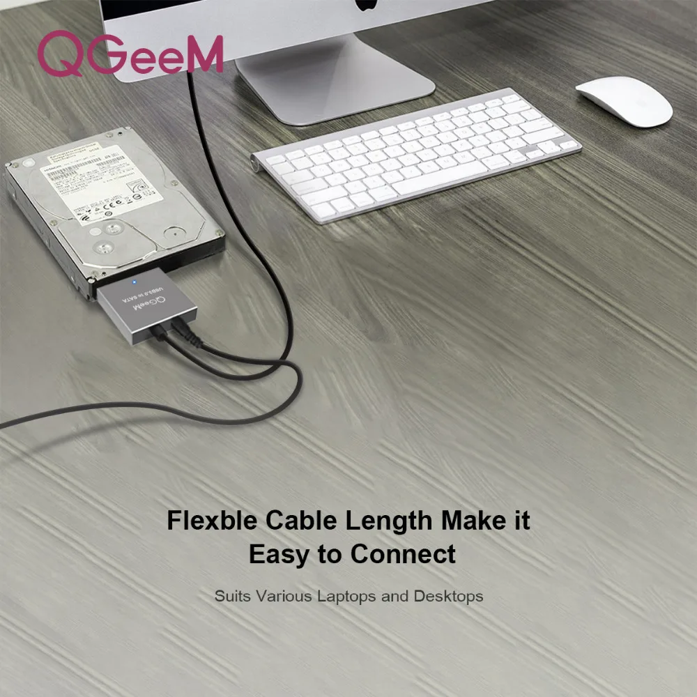 QGeeM SATA to USB Adapter USB 3.0 2.0 Cable to Sata Converter for Samsung Seagate WD 2.5 3.5 HDD SSD Hard Disk USB Sata Adapter