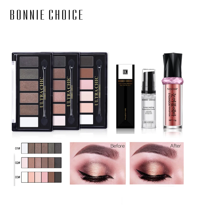 BONNIE CHOICE тени для век Палитра набор кистей матовые пигмент с макияж основа под