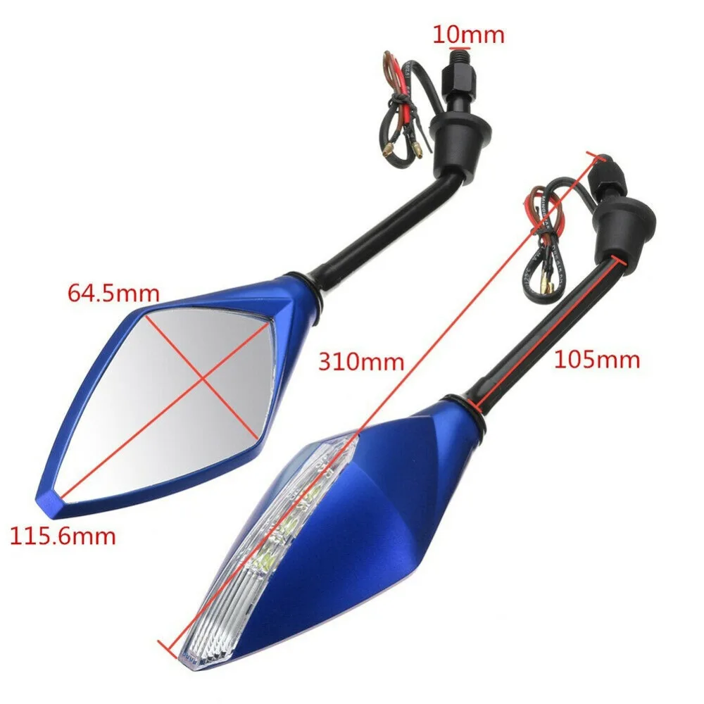 2 шт./1 пара зеркал заднего вида мотоцикла с светодиодный поворотным сигналом