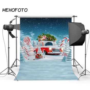 

Christmas Photo Studio Background for Photography Car Sleigh Decorations Winter Snow Scene for Photobooth Backdrops Props