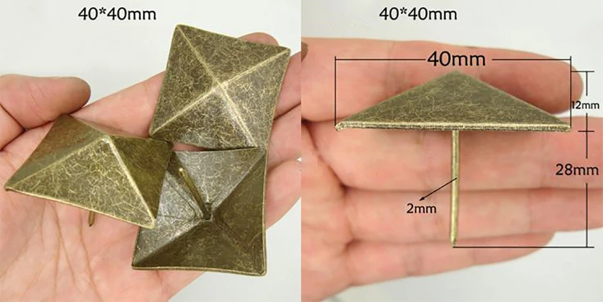 10 шт./лот, антикварная бронзовая обивка для ногтей, квадратная Шпилька, фурнитура для дверных ногтей, коробка для украшений, диванная декоративная шпилька