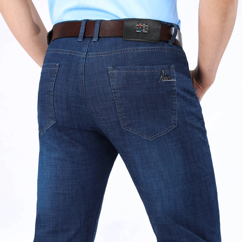 

New Brand Mens Jeans Fashion Men Casual Straight Jeans High Stretch Feet Cotton Business Baggy Jeans Men Blue Male Denim Pants
