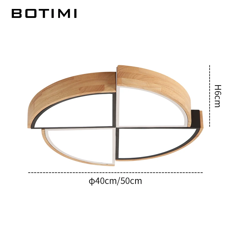 BOTIMI новое поступление светодиодный потолочный светильник с деревянной рамой для гостиной, потолочный светильник для комнат, круглый светильник для спальни