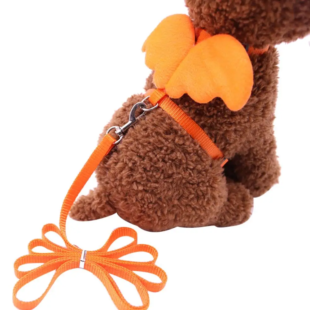 

Hot sell Cute Solid Color Mini Wings Nylon Pet Harness Chest Strap Dog Cat Lead Leash