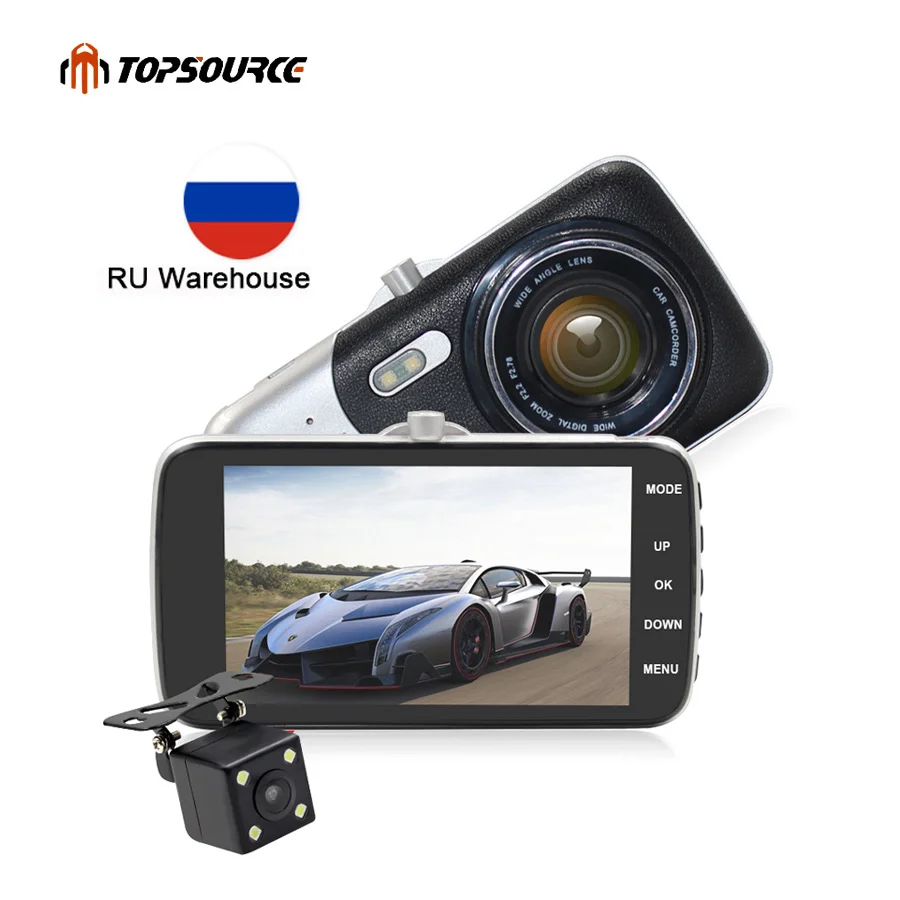 Автомобильный видеорегистратор TOPSOURCE оригинальный IPS экран 4 дюйма Novatek NTK96658