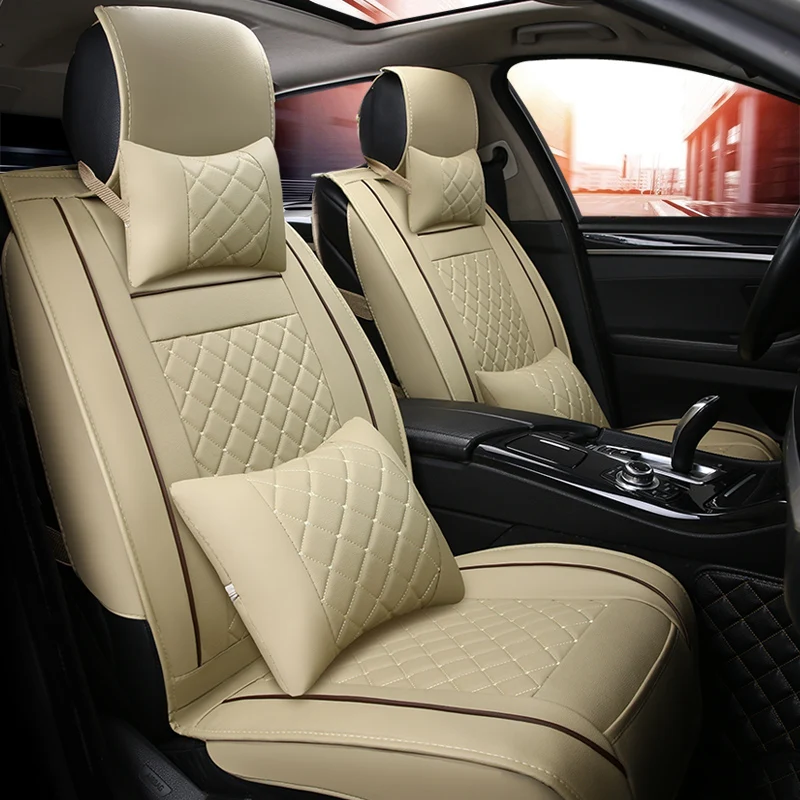 

( Front + Rear ) Luxury Leather car seat cover 4 Season For Skoda Octavia 1 2 a5 a7 RS Superb 2 3 2017 2016 2015 2014 styling