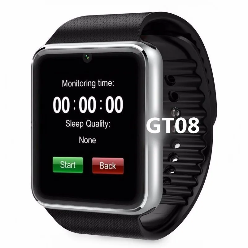 Bluetooth Smart смарт часы мужские GT08 часы телефон Smartwatch Gt08 сим-карты TF карты Камера Smart Часы для Apple Watch Iphone 7 6 6s Android смартфон часы умные - Цвет: Серебристый