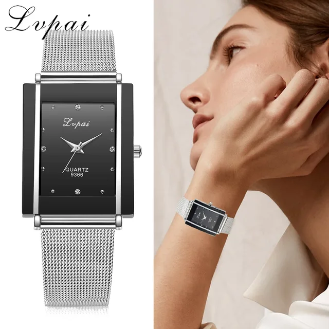 Women Bracelet Watch Silver Square Luxury Crystal Alloy WristWatches Lvpai Brand Women Bracelet Watch Silver Square Luxury Crystal Alloy WristWatches Lvpai Brand