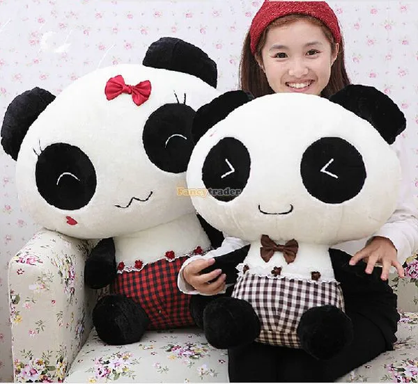 

Fancytrader 26'' / 67cm Giant Soft Plush Stuffed Lover Cartoon Panda Toy, 2 Colors Available, Nice Gift, Free Shipping FT50444