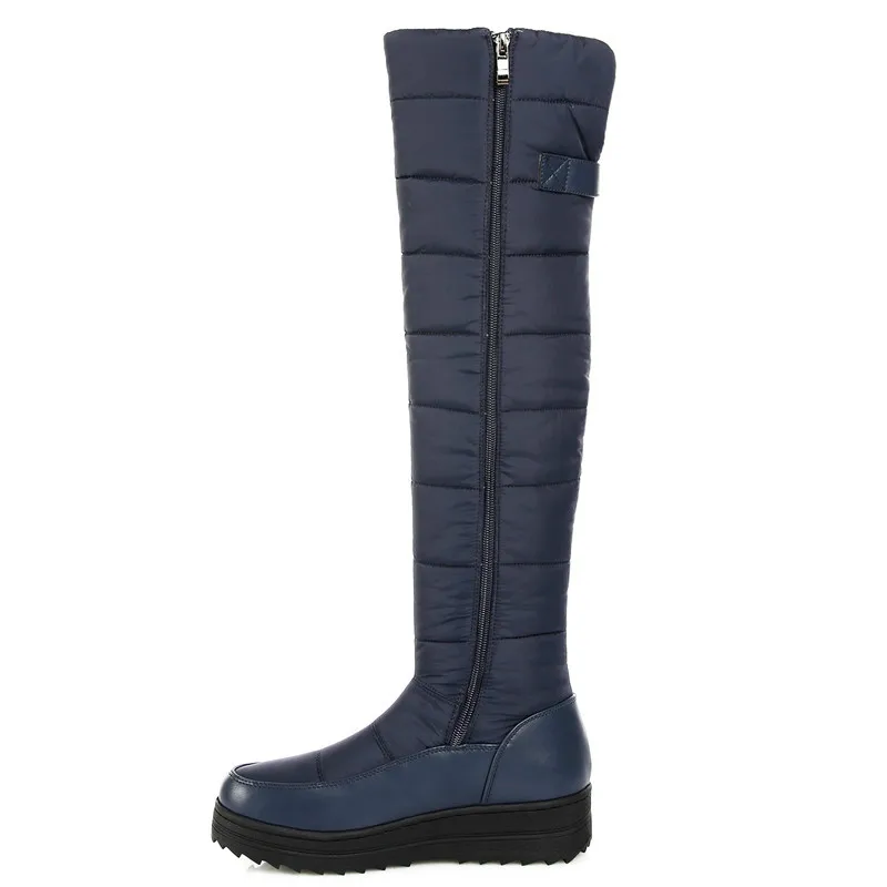 

2018 New High Quality Down Warm Snow Boots Women Round Toe Platform Thigh High Boots Fashion Zipper Over The Knee Boots H-272