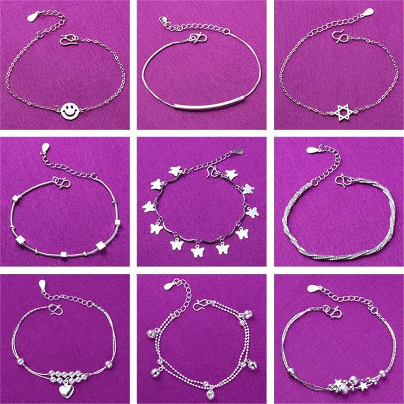 

925 Sterling Silver Star Heart Charm Bracelets &Bangle For Women Wedding Jewelry Bijoux Gifts A185