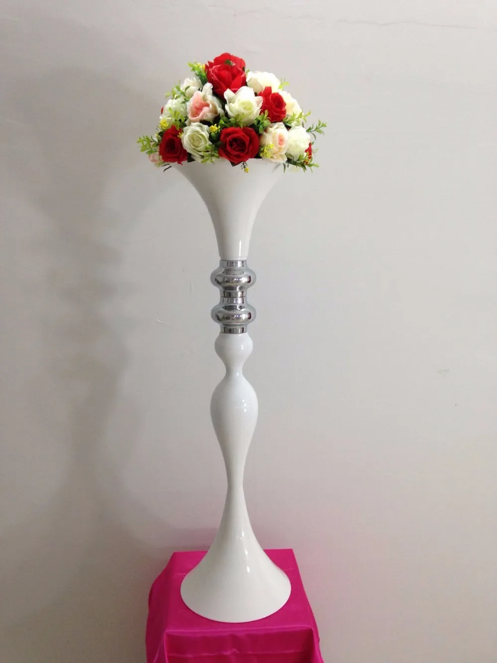 94 Cm Tinggi Putih Logam Vas Bunga Meja Centerpiece Dekorasi