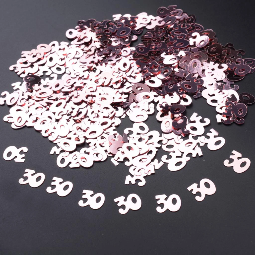 Rose Golden Digital Birthday Confetti Number Party Table Decor Scatters