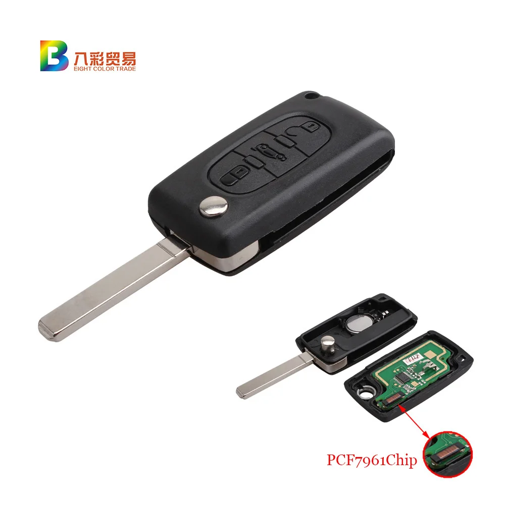 

New 433mhz 3Buttons VA2 Blade Auto Car Remote Key Shell Case Cover Replacement With Battery PCF7961 Chip For PEUGEOT CITROEN