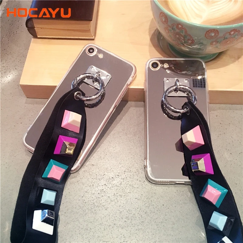 Роскошные зеркальные Чехлы HOCAYU для Iphone 5 5S Se 6 6s 6plus 7 7plus 8 8plus X металлическая модная