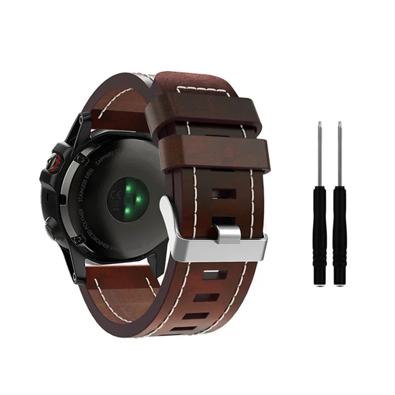 

Luxury Leather Strap Replacement Watch Band With Tools For Garmin Fenix 5x Professional Change adjustment Pin Kit Drop Shipping